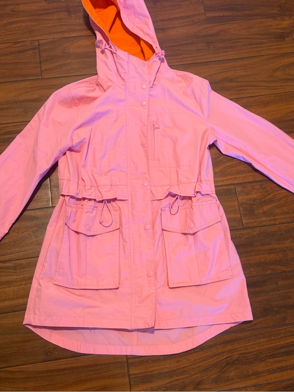 J. Crew Pink rain coat  Jacket with Orange Lining - Picture 2 of 7